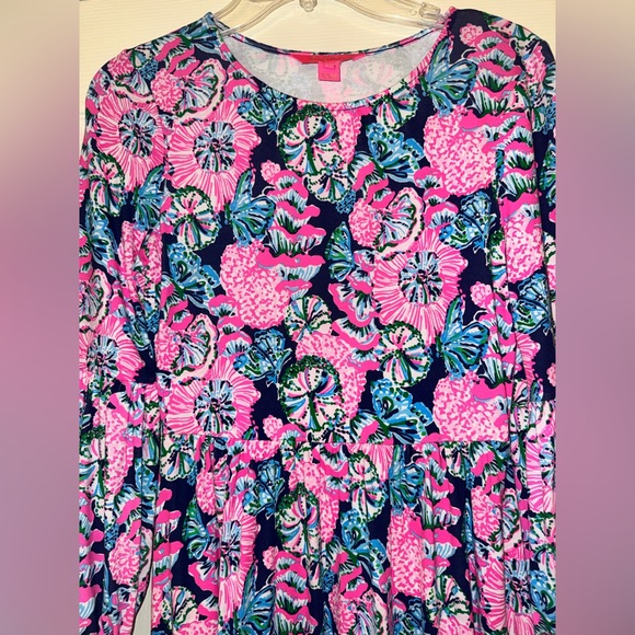 Lilly Pulitzer Auralia Dress, Oyster Bay Navy Shroom With A View print, XS. EUC - Picture 6 of 16